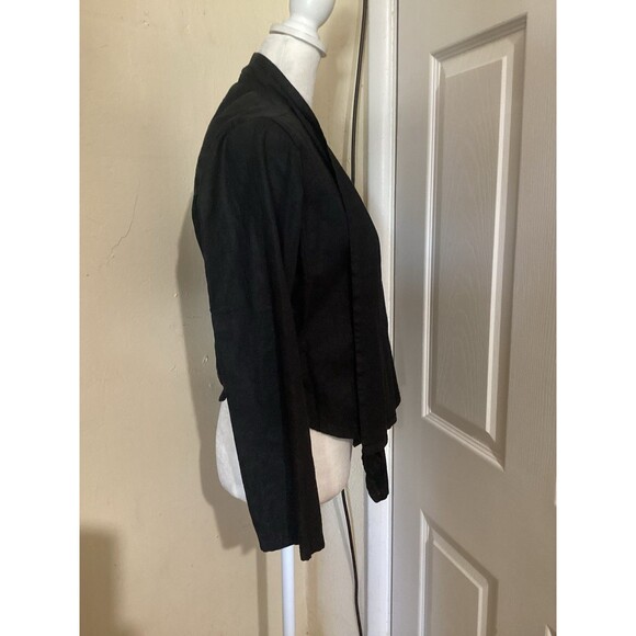 Soft Surroundings Black Alicante Linen Blend Topper Open Front Blazer PS - Picture 3 of 9